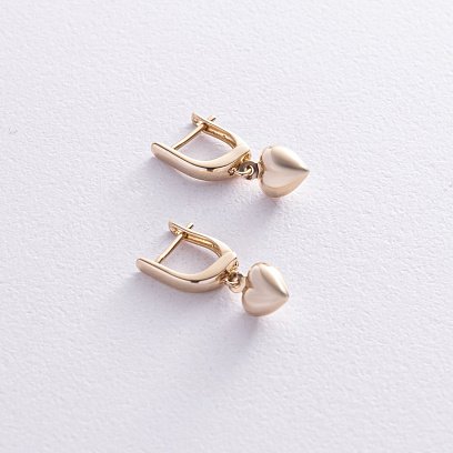 Сережки "Сердечки" у жовтому золоті с08389