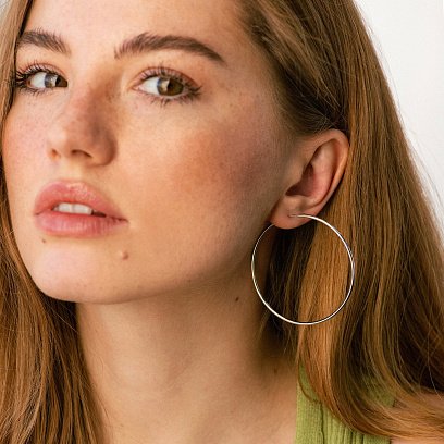 Серьги - кольца в белом золоте (5.3 см) с08532 №4