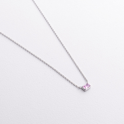 Серебряное колье "Karen" (розовый сапфир) 8200р-PSPH №3