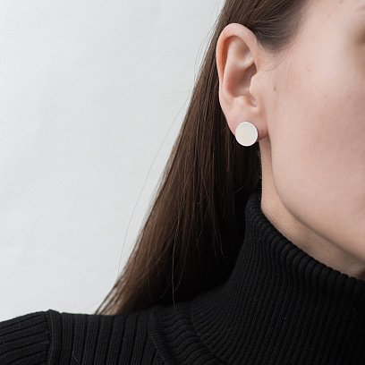 Золотые серьги-пусеты "Кружочки" с06607 №4