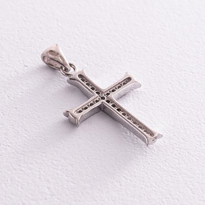 Срібний хрестик з фіанітами 132018 №3
