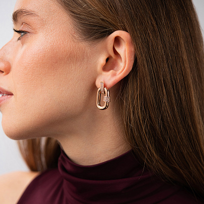 Серьги "Alice" в красном золоте (фианиты) с09544 №4