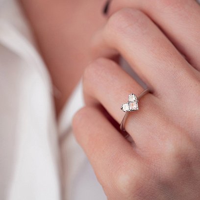 Золотое кольцо "Сердце" с бриллиантами кб0380nl(0.36) №2