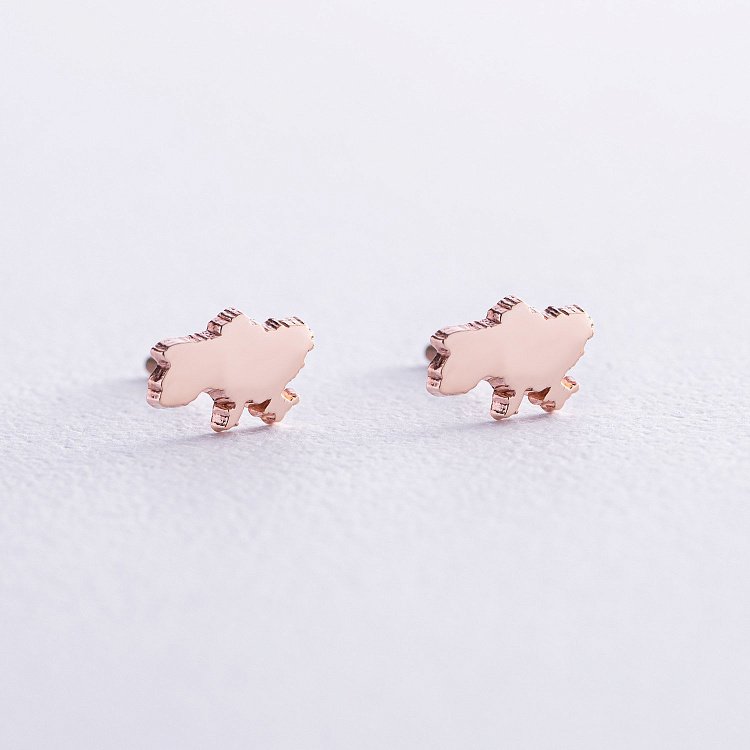 Золоті сережки - пусети "Карта України" с07940 від ювелірного магазину Онікс - 3