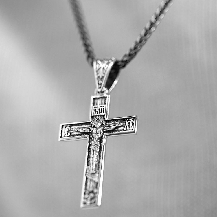 Срібний хрест "Розп'яття. Спаси і Збережи" кду-10 від ювелірного магазину Онікс - 1