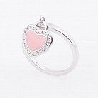 Серебряное кольцо сердечко с фианитами 111976 от ювелирного магазина Оникс