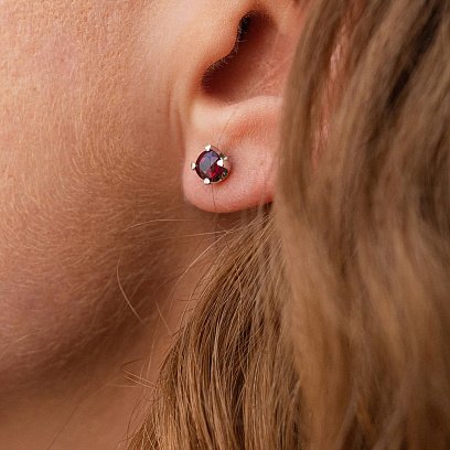 Золоті сережки - пусети з рубінами сб0388 №4