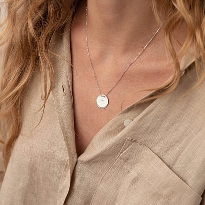 Кольє "Монетка" у білому золоті (можливе гравіювання) кол02277 №2