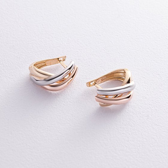 Серьги "Ассоль" из красного, желтого и белого золота с07344 №2