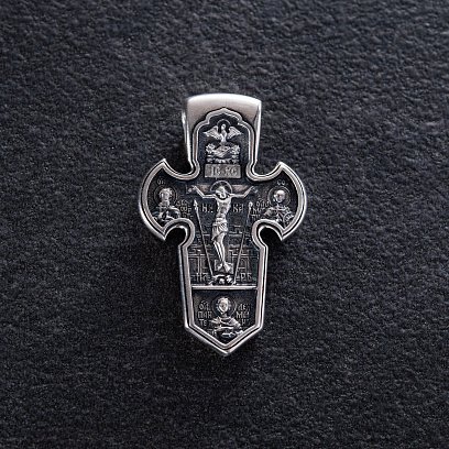 Крестик из серебра (чернение) "Распятие. Архангел Михаил" 13353