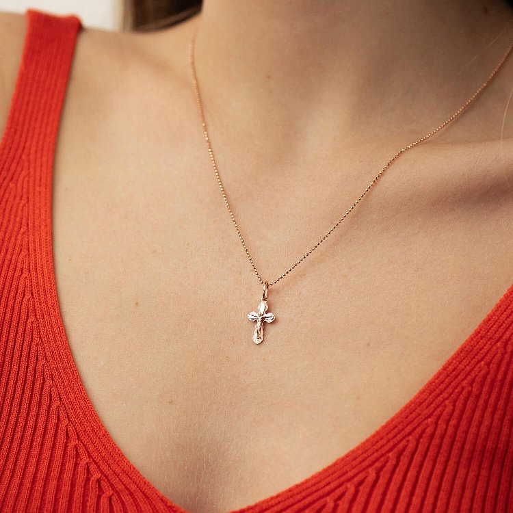 Золотий хрестик "Розп'яття. Спаси і Збережи" 210199 від ювелірного магазину Онікс - 1