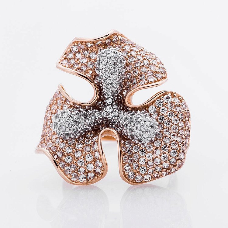 Золотое кольцо с фианитами к01869 от ювелирного магазина Оникс - 2