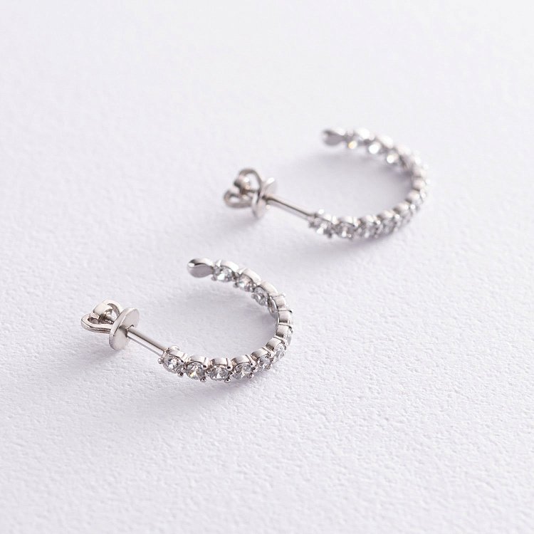 Серьги-пусеты с фианитами в серебре 122896 от ювелирного магазина Оникс - 6