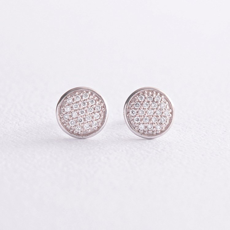 Золотые серьги - пусеты с бриллиантами 318491121 от ювелирного магазина Оникс