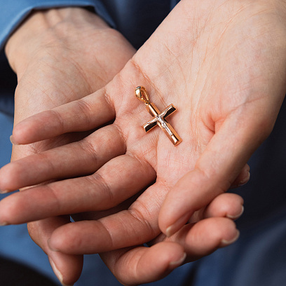 Золотий хрестик "Розп'яття" п04074 №2