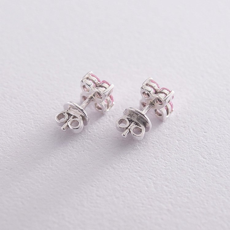 Срібні сережки - пусети "Квіточки" з фіанітами 121632 від ювелірного магазину Онікс - 2