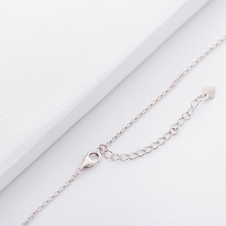 Срібне кольє з сердечком (фіаніт) 18783 від ювелірного магазину Онікс - 1