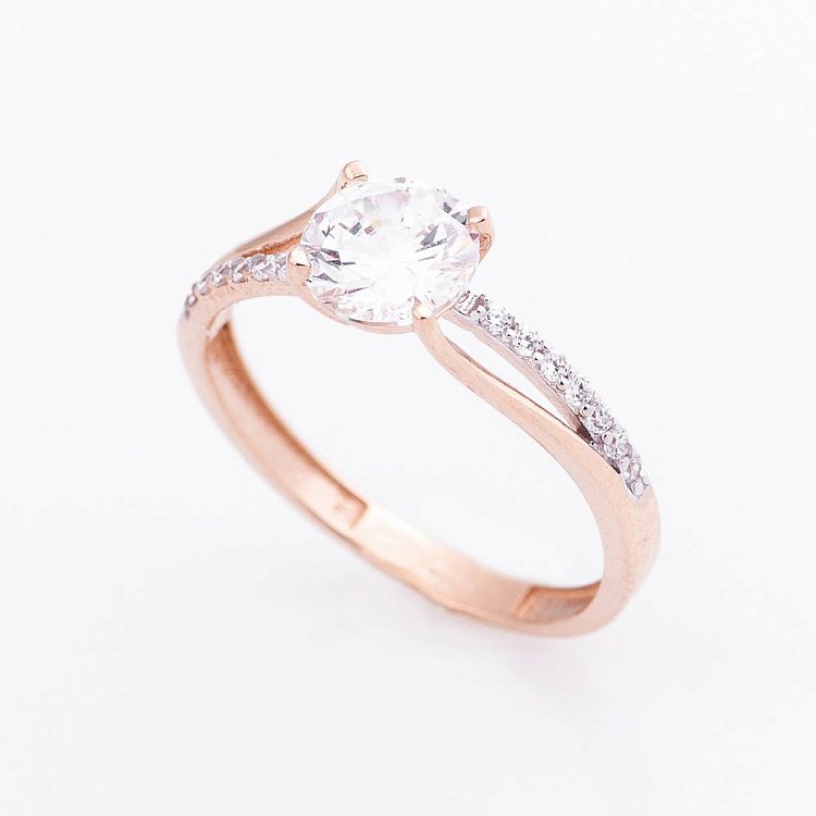 Помолвочное кольцо с фианитами к05041 от ювелирного магазина Оникс