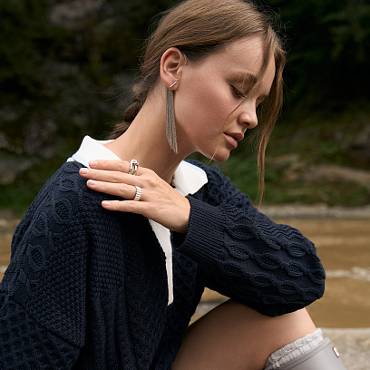 Сережка - каффа "Неповторність" в білому золоті с07589 №9