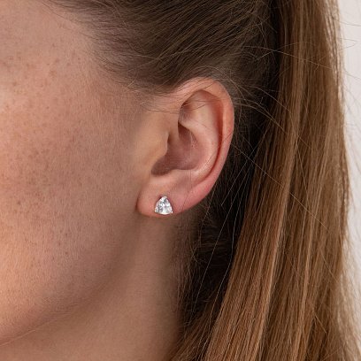 Срібні сережки - пусети "Трикутники" (фіаніт) 12659 №4