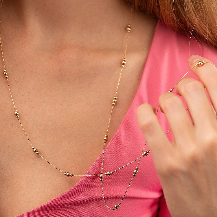 Кольє "Кульки" у жовтому золоті кол02579 від ювелірного магазину Онікс - 3