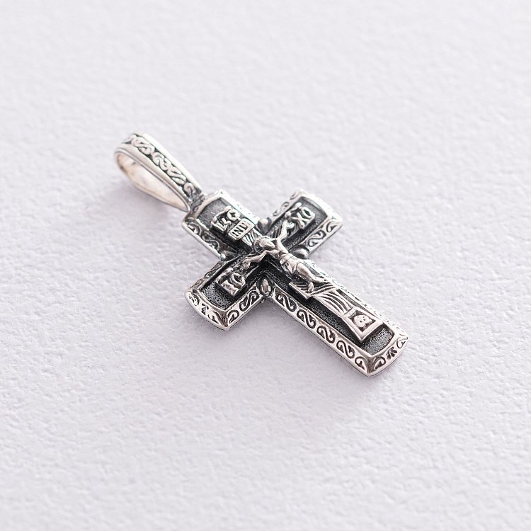 Срібний православний хрест "Розп'яття. Спаси і збережи" 133079 від ювелірного магазину Онікс
