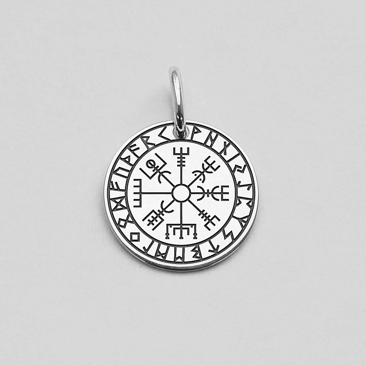 Серебряный кулон "Вегвизир с рунами" 132722вег от ювелирного магазина Оникс