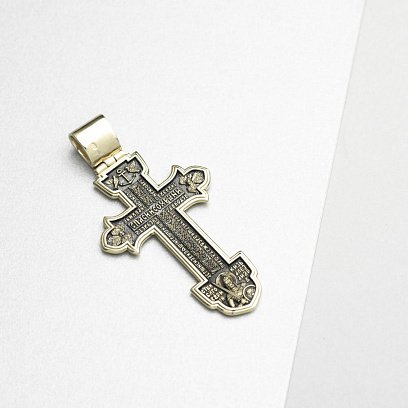 Золотой крест с чернением п03201 №9