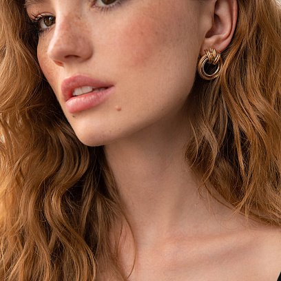 Золотые серьги "Кольца" с06100 №5