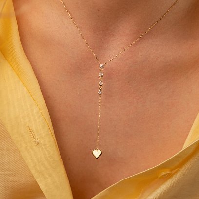 Колье из желтого золота с фианитами кол01784 №7