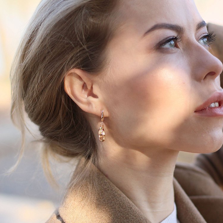 Золотые серьги Круги с06512 от ювелирного магазина Оникс - 1