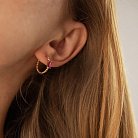 Золотые серьги - кольца "Аннабель" с розовыми фианитами с08499 от ювелирного магазина Оникс - 7