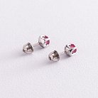 Серебряные серьги - пусеты с рубинами 2619/9р-RUB от ювелирного магазина Оникс - 3