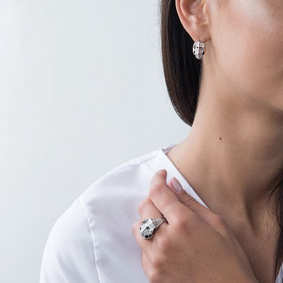 Золотые серьги "Тигрики" с06494 №2