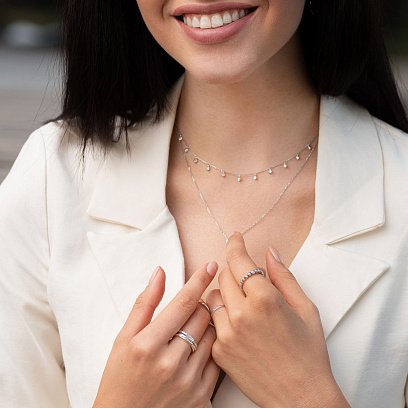 Двойное золотое колье "Дуальность" с фианитами кол01388 №11