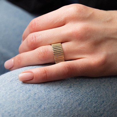 Широкое кольцо "Энид" в желтом золоте к07359 №10