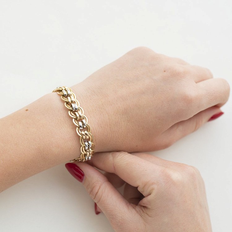 Золотой браслет плетение Бисмарк б01380 от ювелирного магазина Оникс - 3