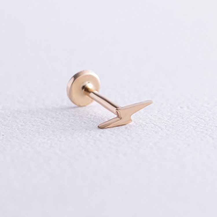 Одиночная серьга "Молния" в хрящ ушка (желтое золото) с07927 от ювелирного магазина Оникс