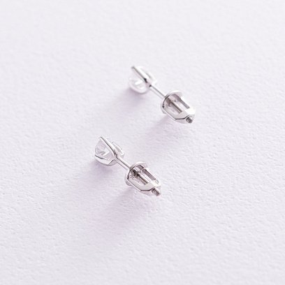 Серьги-гвоздики  из белого золота с фианитами с02828 №4