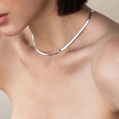 Срібне кольє "Наомі" (снейк) 15145