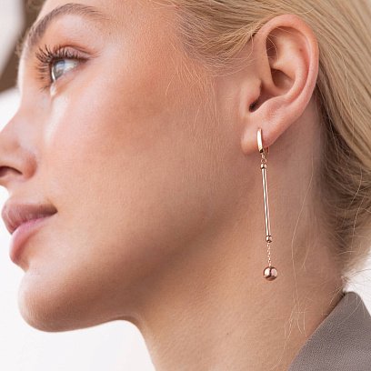 Золотые серьги "Шарики" на цепочке с07828 №5