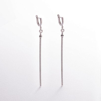 Серьги "Игривость" в белом золоте (фианиты) с06879