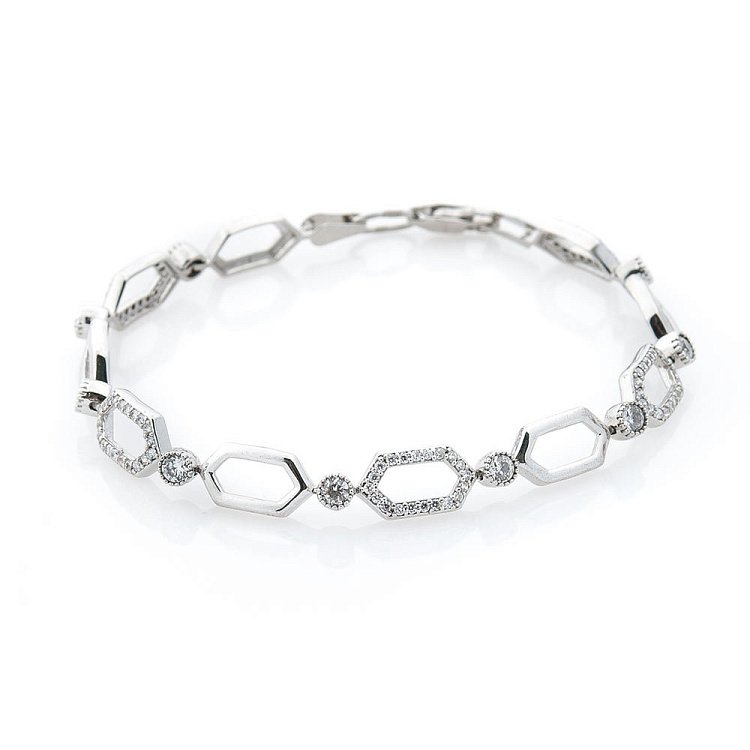 Срібний браслет (фіаніти) 14761 від ювелірного магазину Онікс