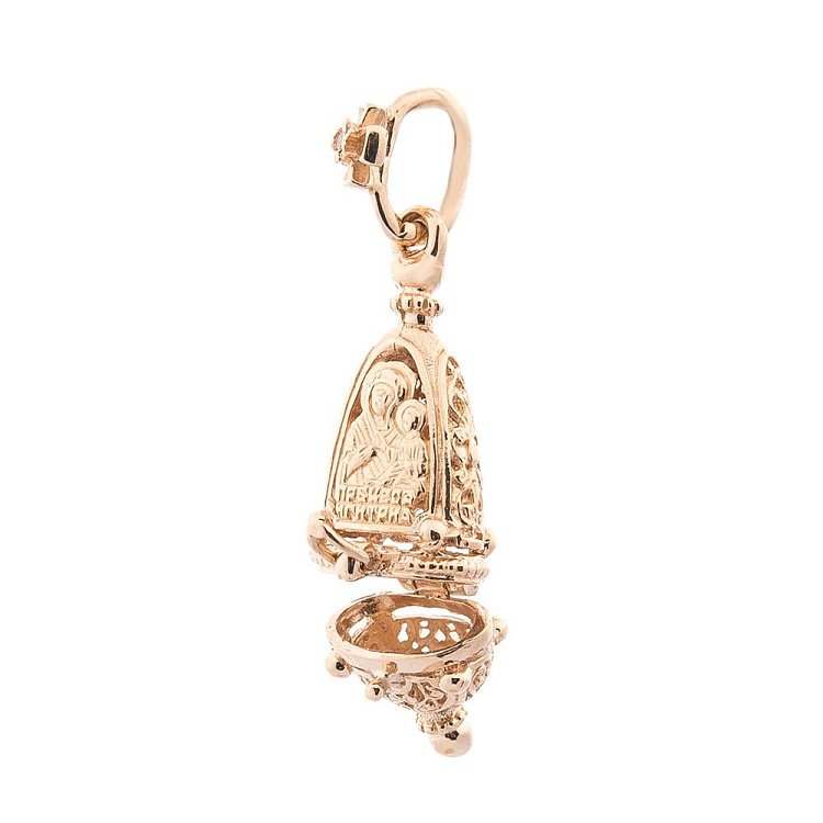 Золотой мощевик с фианитом п01419 от ювелирного магазина Оникс - 1