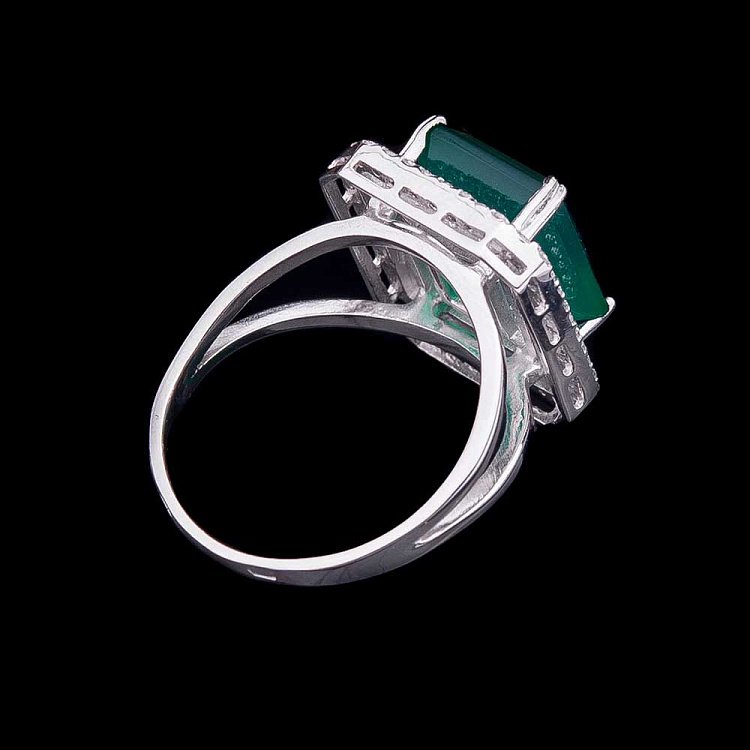 Золотое кольцо с агатом и фианитами к411 от ювелирного магазина Оникс - 3