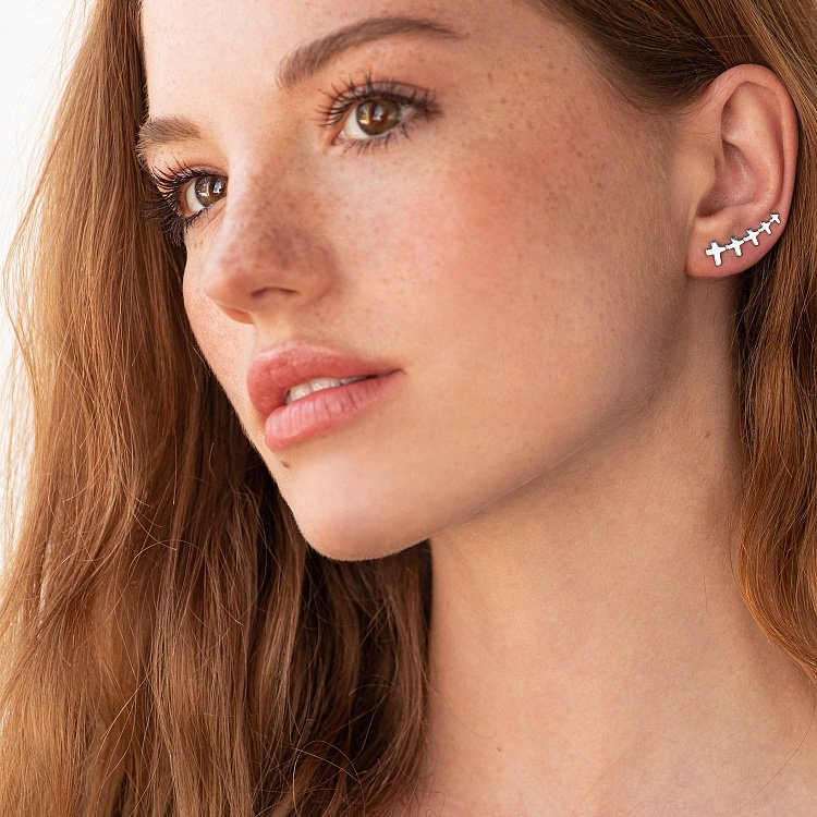 Золотые серьги - клаймберы Стремление с07483 от ювелирного магазина Оникс - 1