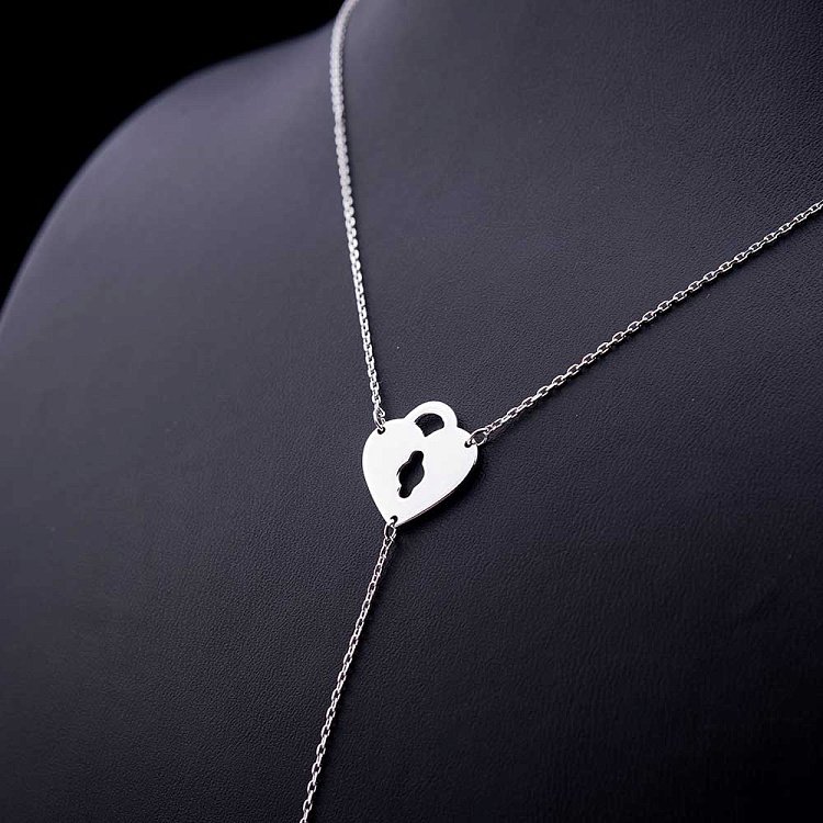 Срібне кольє "Серце з ключем" 18356 від ювелірного магазину Онікс - 1