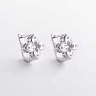 Серебряные серьги "Клевер" с фианитами 123530 от ювелирного магазина Оникс