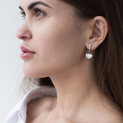 Срібні сережки "Сердечка" з фіанітами 122334 №2