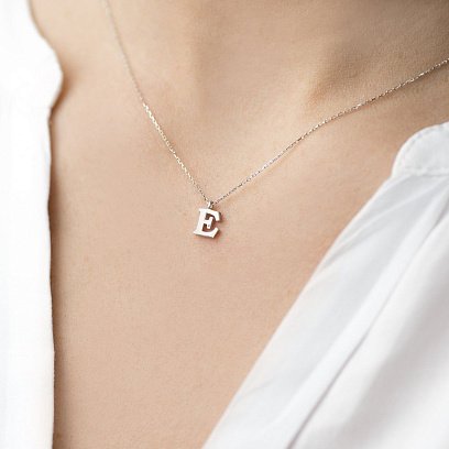 Серебряное колье с буквой Е 18619б №4